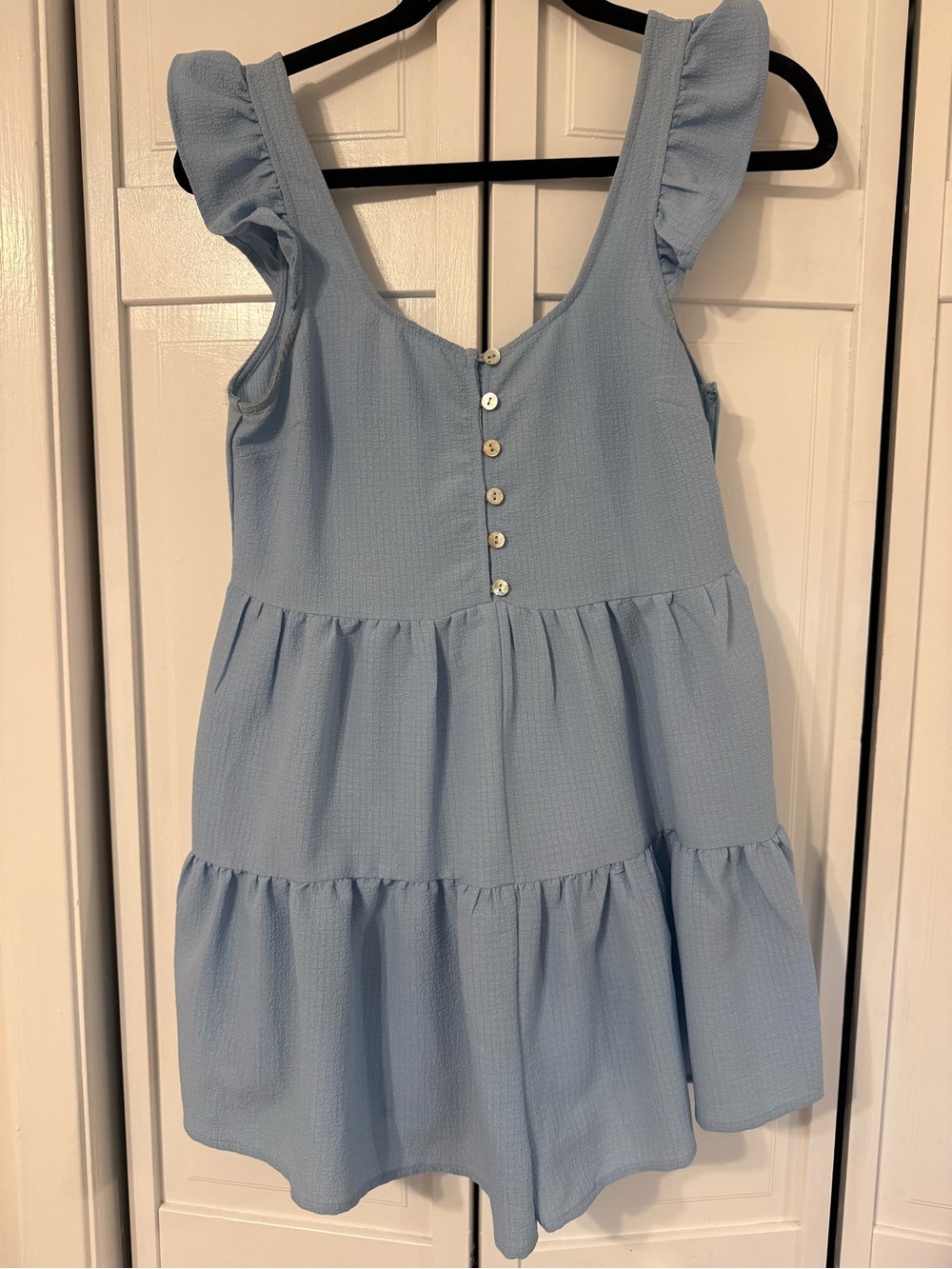Altar'd State Baby Blue Tiered Mini Dress with Ruffle Straps